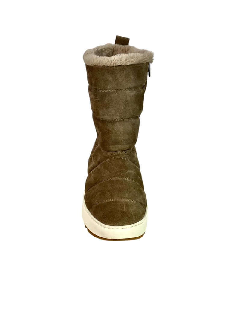 Aquatalia Suede Fur Lined Mid Calf Boots