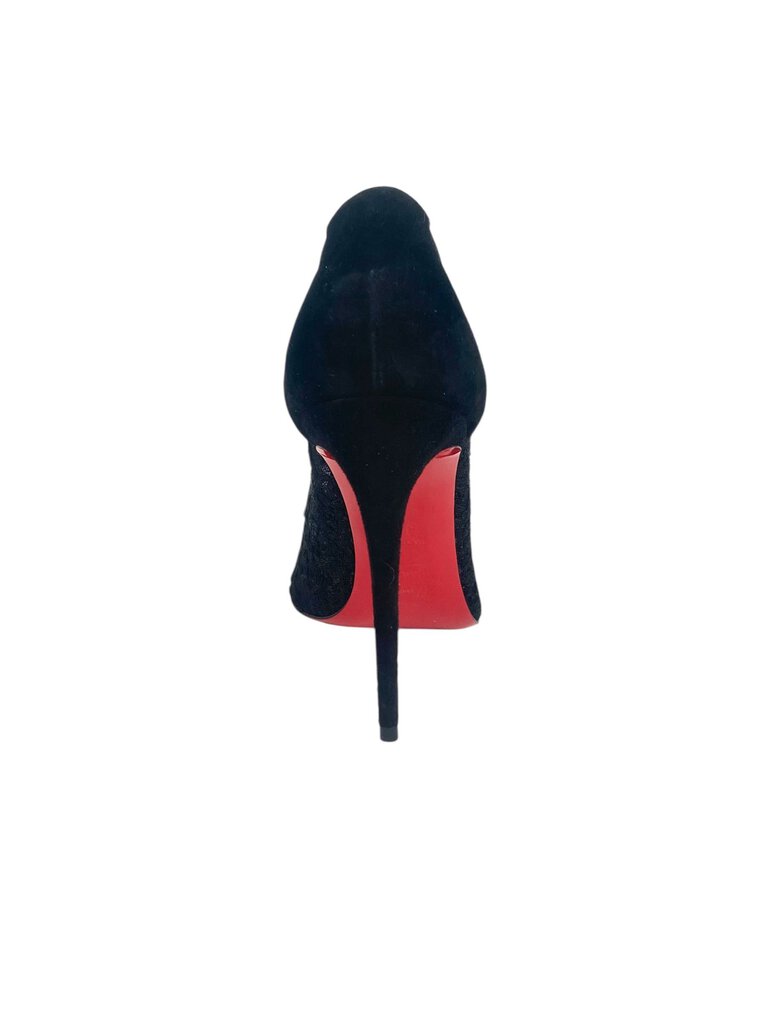 The Christian Louboutin 'Follies Lace' Pumps are a stunning blend of elegance and allure, featuring a delicate lace overlay that adds a romantic touch to the classic silhouette. With their iconic red soles and sleek design, these pumps are perfect for making a statement at any special occasion.