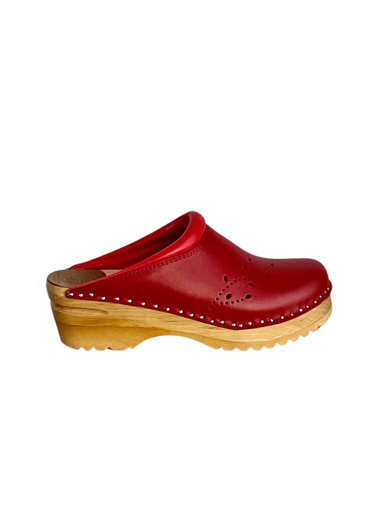 The Troentorps 'O'Keefe' Cutwork Clogs combine traditional craftsmanship with modern design, featuring intricate cutout details and a comfortable wooden base. With their versatile style and sturdy construction, these clogs offer both a chic aesthetic and lasting comfort for everyday wear.