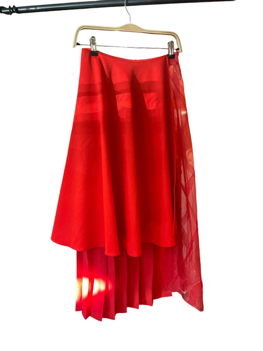 Vionnet Asymmetrical Mixed Media Midi Skirt, NEW