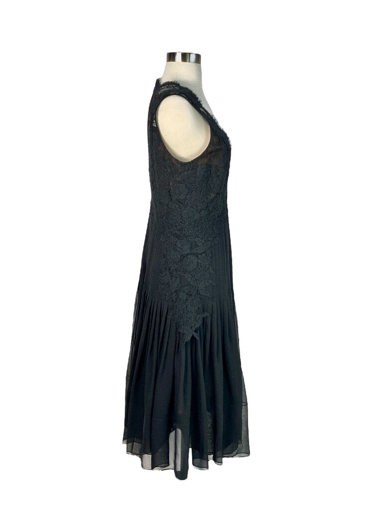 Oscar de la Renta Silk Lace Pleat Dress