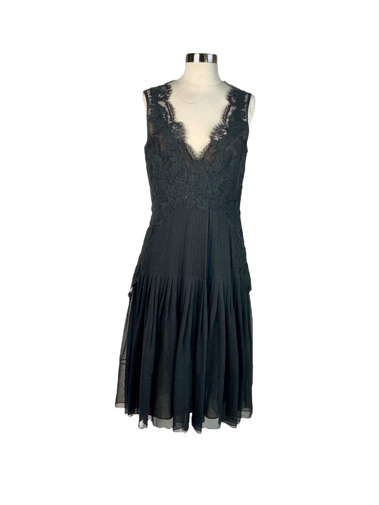 Oscar de la Renta Silk Lace Pleat Dress