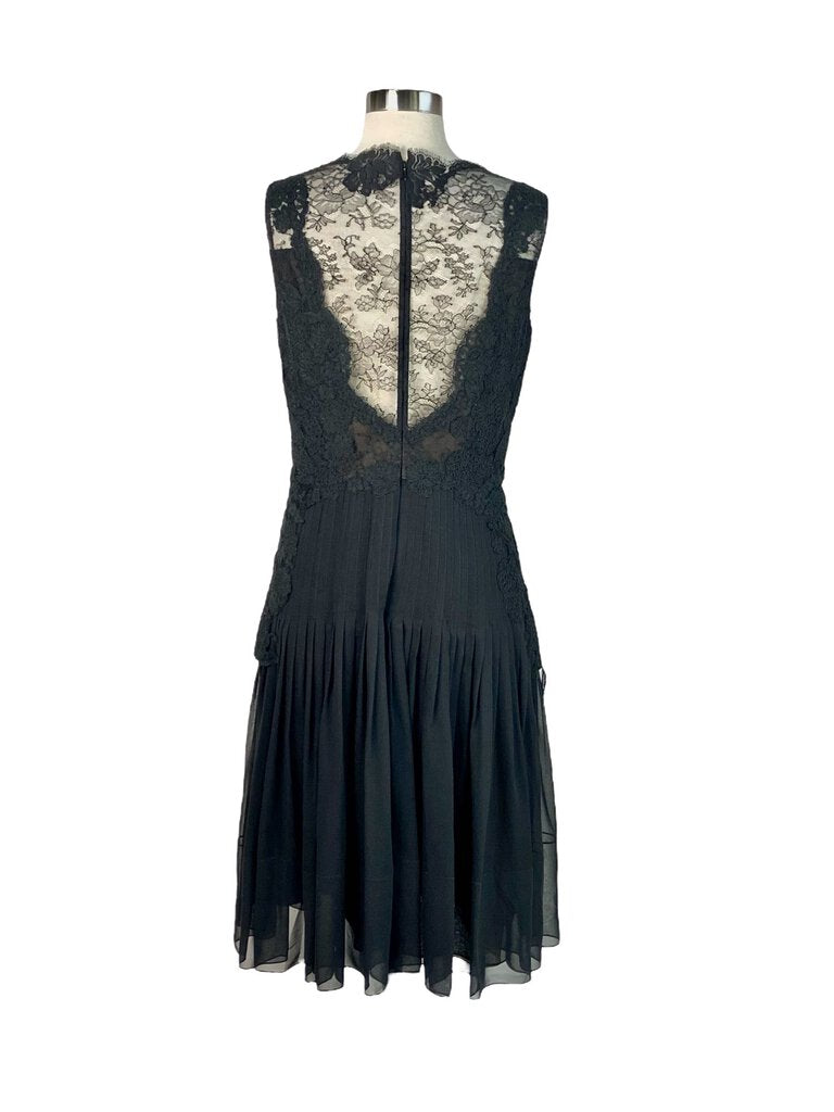 Oscar de la Renta Silk Lace Pleat Dress