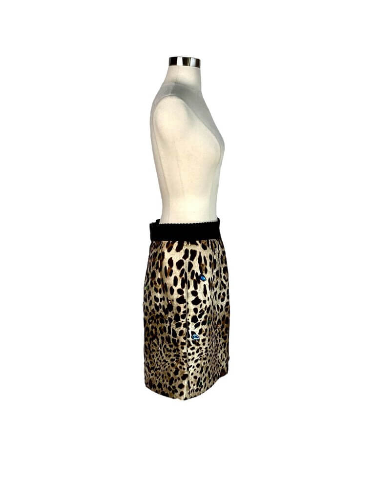 Dolce & Gabbana Jeweled Leopard Mini Skirt