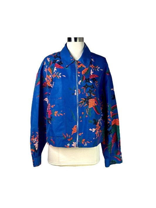 The Diane von Furstenberg Floral Windbreaker Jacket combines sporty functionality with a vibrant, feminine floral print. Lightweight and stylish, it offers protection from the elements while adding a bold, playful touch to any outfit.