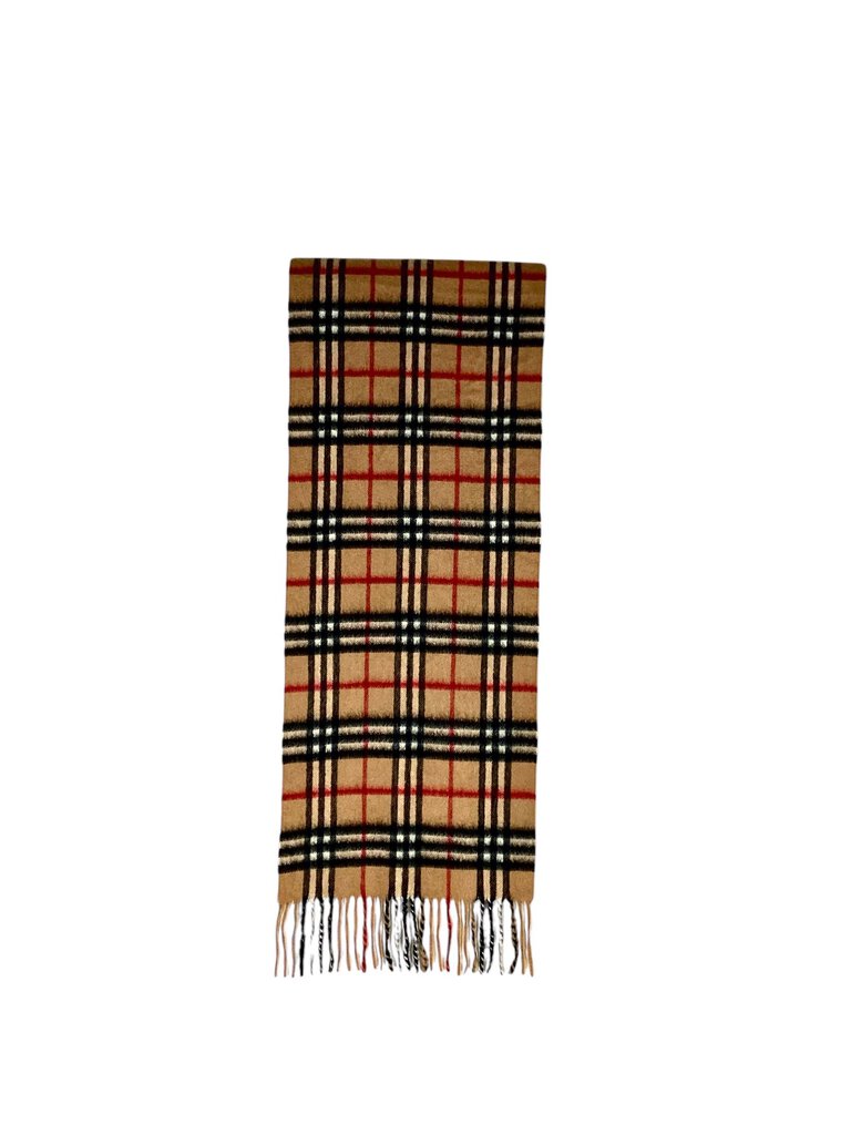 The Burberry Plaid Cashmere Scarf is a timeless accessory, crafted from ultra-soft cashmere and featuring the brand's iconic check pattern. Its luxurious feel and classic design make it a versatile piece that adds warmth and sophistication to any outfit.