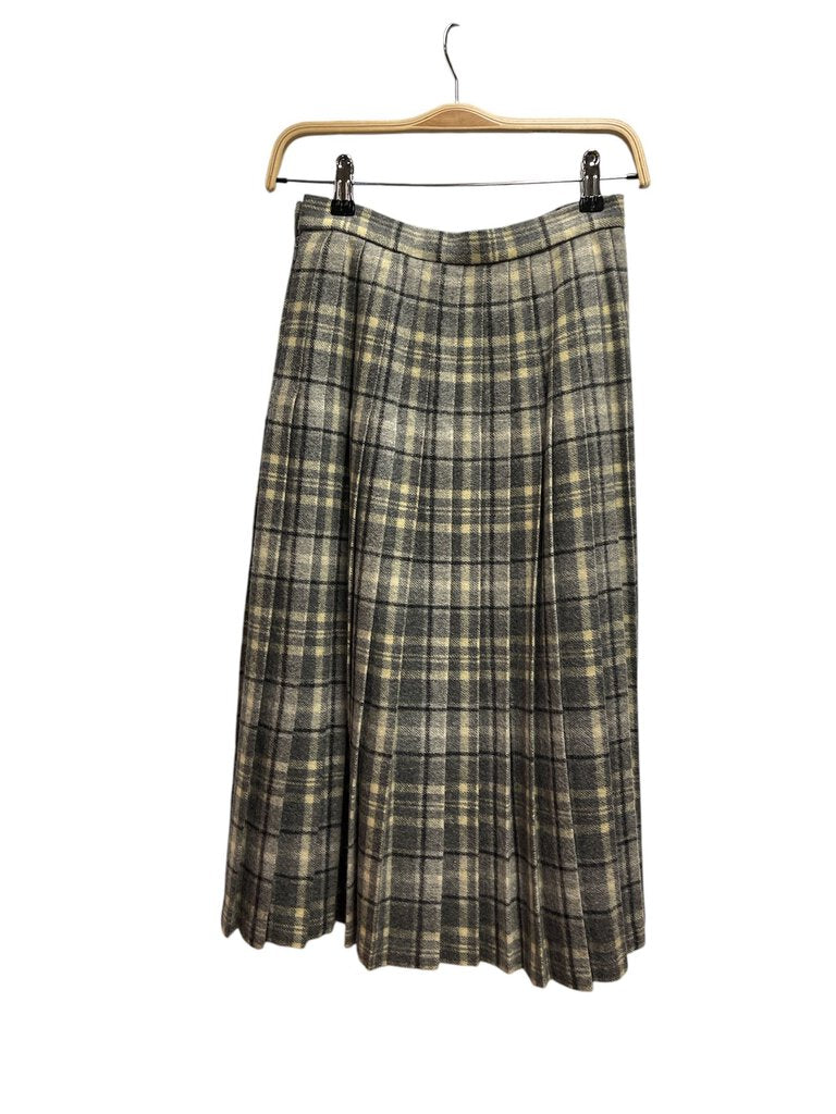 James Pringle Wool Plaid Pleated Skirt, Vintage