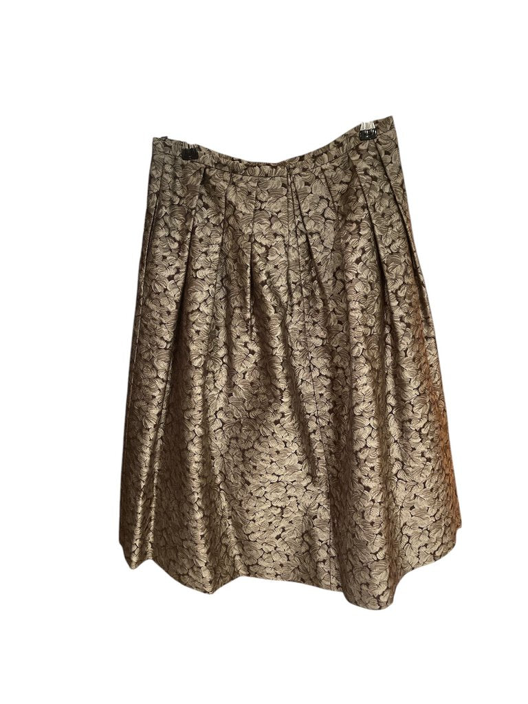 Barneys Leaf Print Box Pleat Skirt