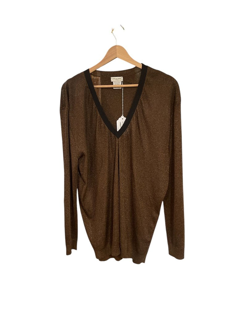 Dries Van Noten Metallic V-Neck Sweater