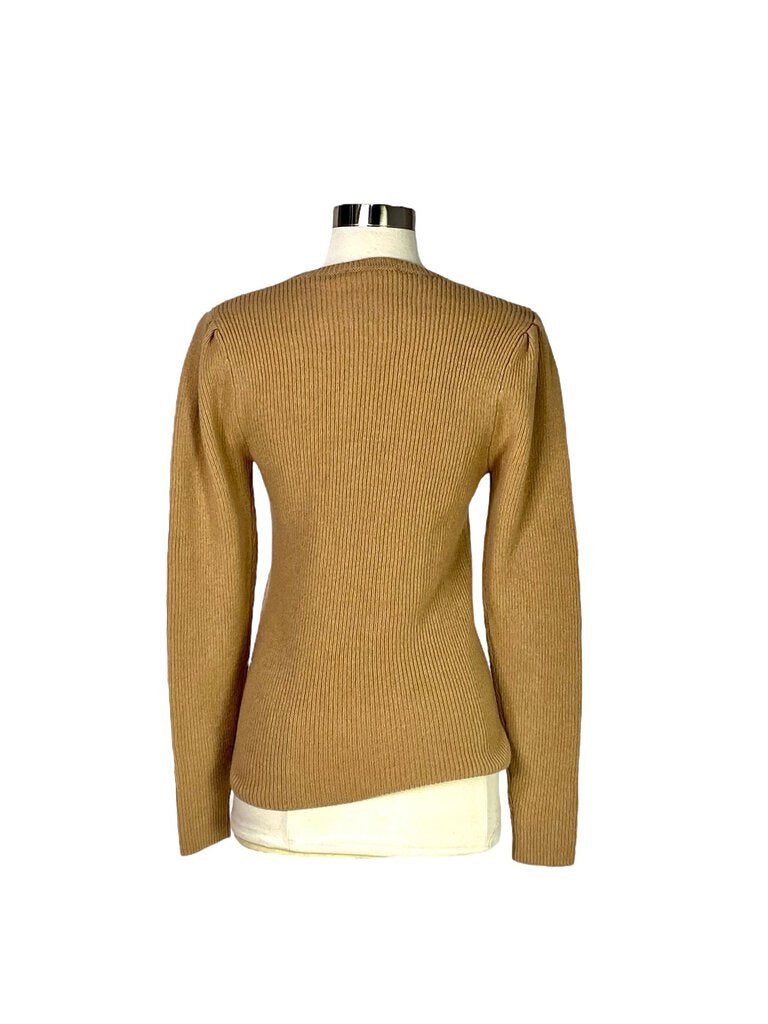 The Maje Ribbed Pleated Shoulder Sweater combines the comfort of a soft knit with stylish pleated detailing at the shoulders, creating a flattering, sculpted silhouette. Its ribbed texture and relaxed fit make it a versatile, elevated wardrobe staple perfect for layering or wearing on its own.