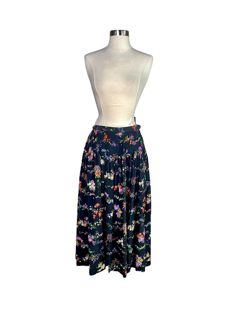 Saint Laurant Floral Silk Skirt