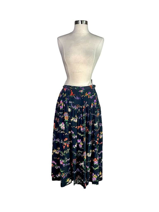 Saint Laurant Floral Silk Skirt