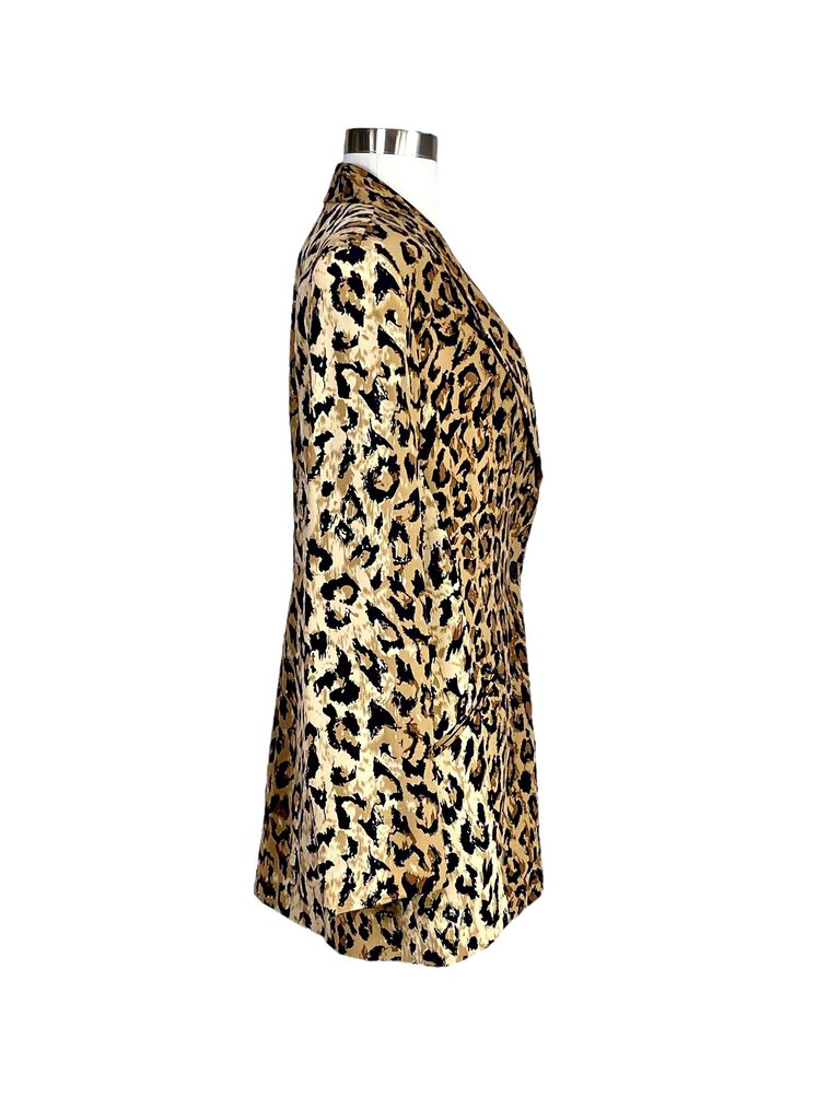 Saks Fifth Avenue Silk Leopard Single Breasted Blazer