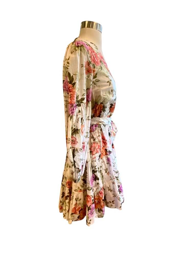 Zimmermann Floral Tiered Mini Wrap Dress