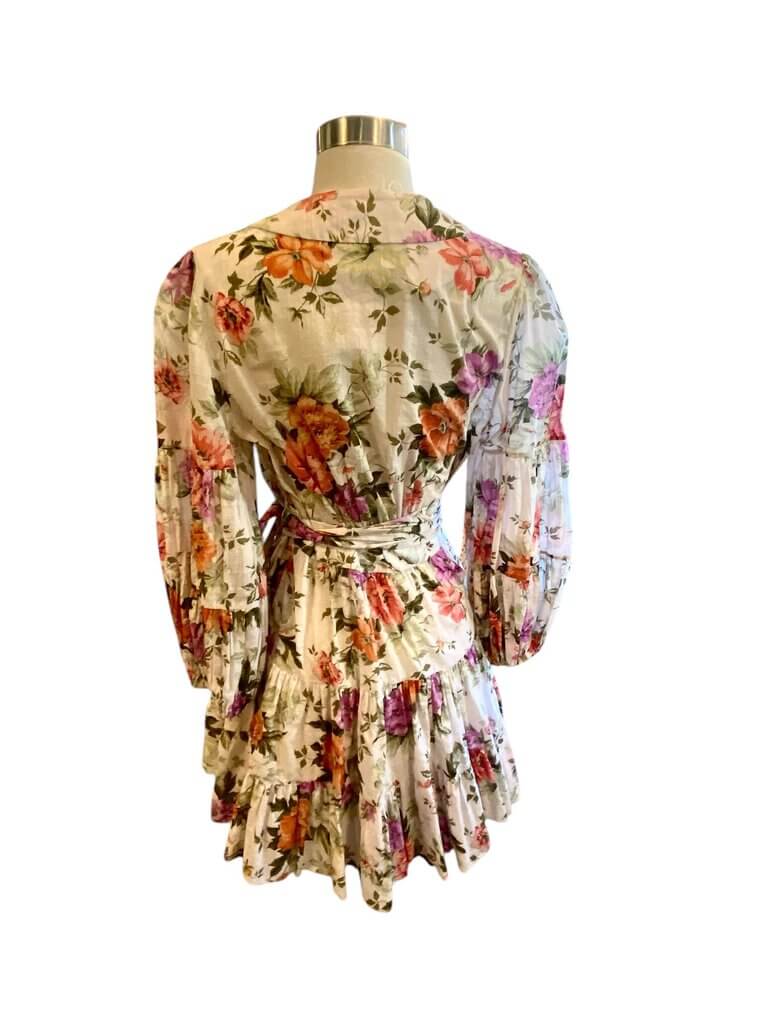 Zimmermann Floral Tiered Mini Wrap Dress