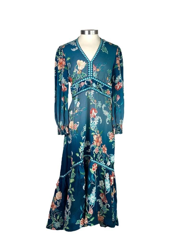 Ranna Gill Floral Empire Maxi Dress, NEW