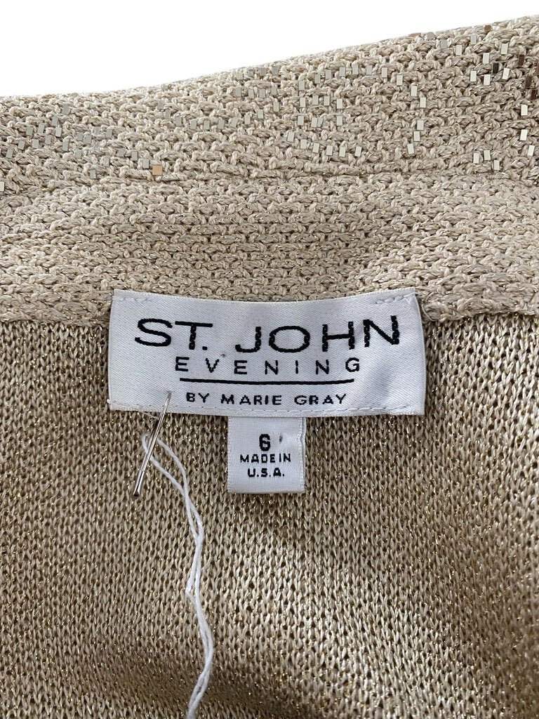 St John Knit Patterned Sequin Belted Top Coat