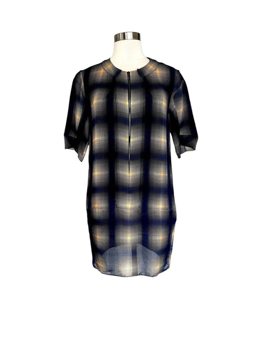 Marni Plaid Zip Front Shift Dress
