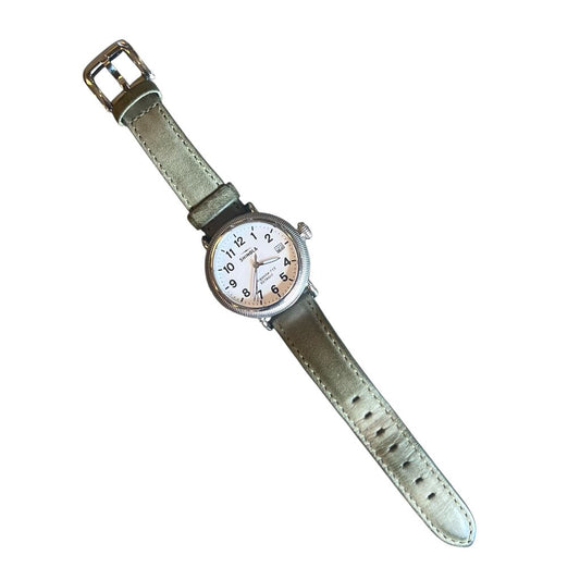Shinola Round Face Leather Strap Watch