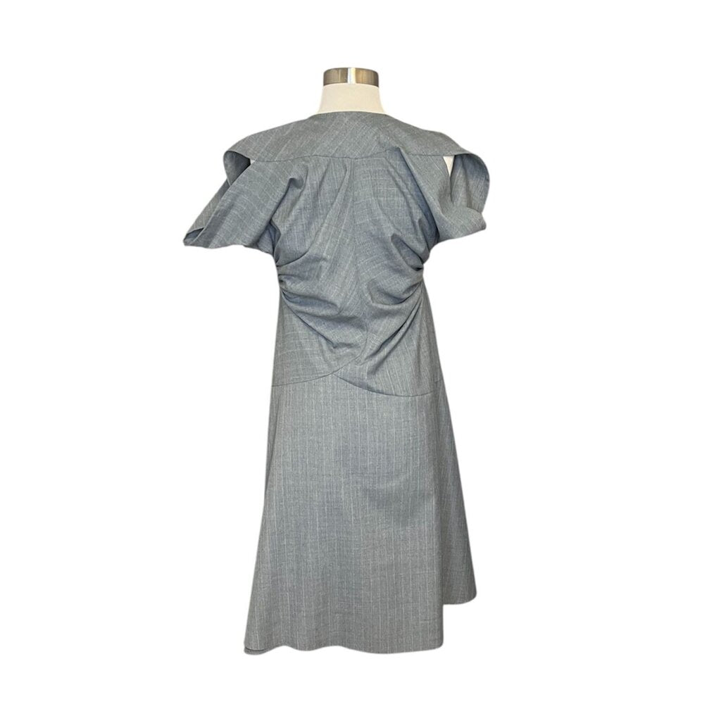 Junya Watanabe Comme de Garcons Smocked Suiting Asymmetrical Midi Dress