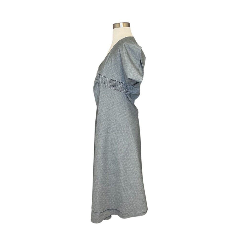 Junya Watanabe Comme de Garcons Smocked Suiting Asymmetrical Midi Dress
