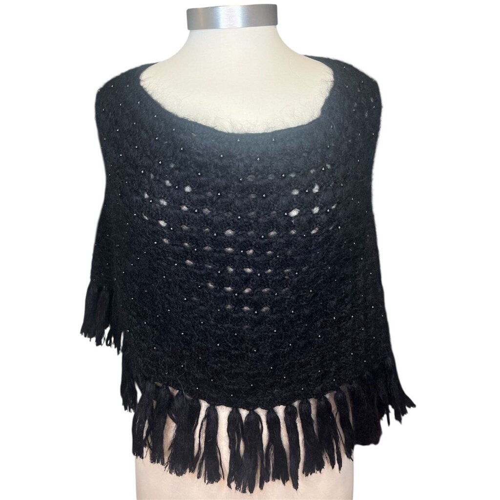 Burberry Pearl Encrusted Mohair Fringed Poncho