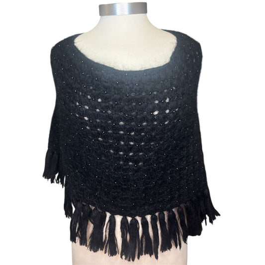 Burberry Pearl Encrusted Mohair Fringed Poncho