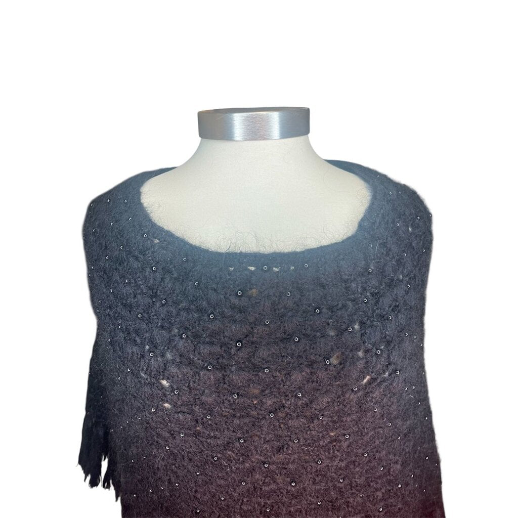 Burberry Pearl Encrusted Mohair Fringed Poncho