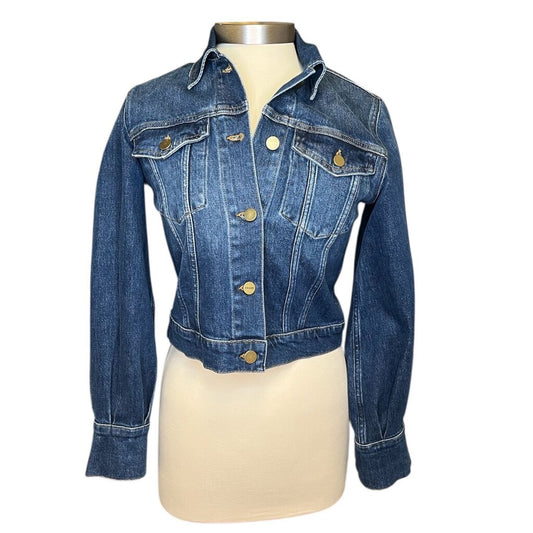Frame Cropped Denim Trucker Jacket