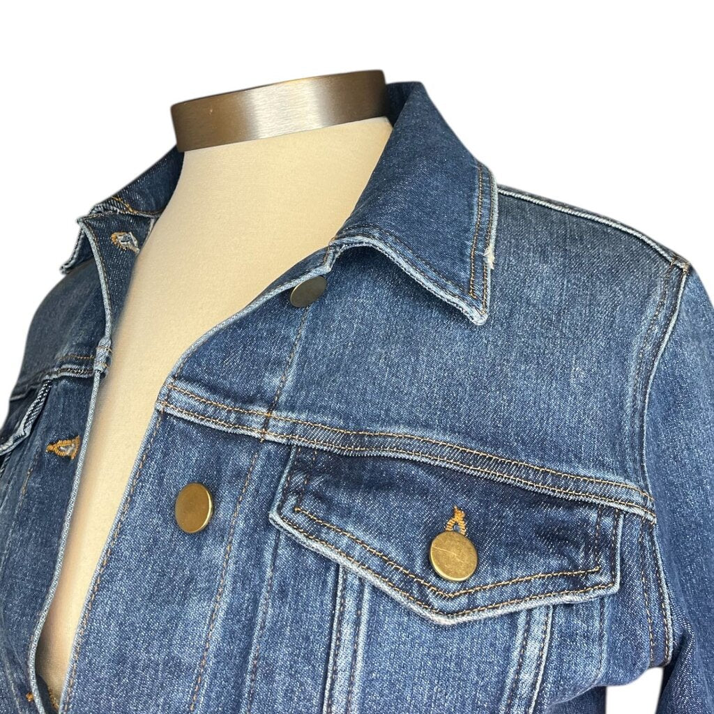Frame Cropped Denim Trucker Jacket