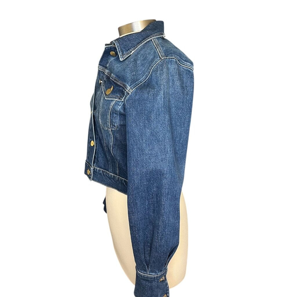 Frame Cropped Denim Trucker Jacket