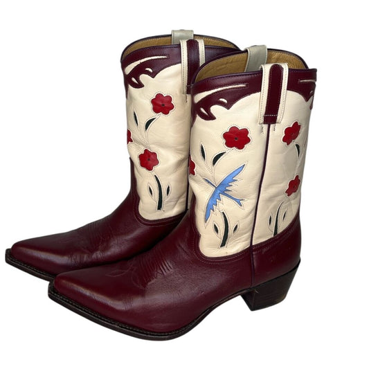 Sendra Pieced Floral Bluebird Color Block Cowboy Boots