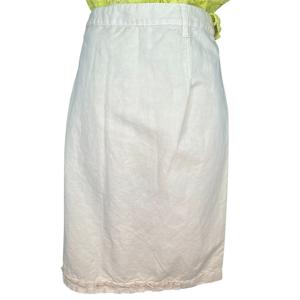 Prada Cotton/Linen Blend Skirt With Ruffle Hem