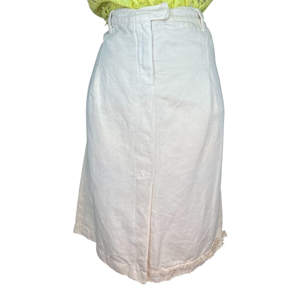 Prada Cotton/Linen Blend Skirt With Ruffle Hem