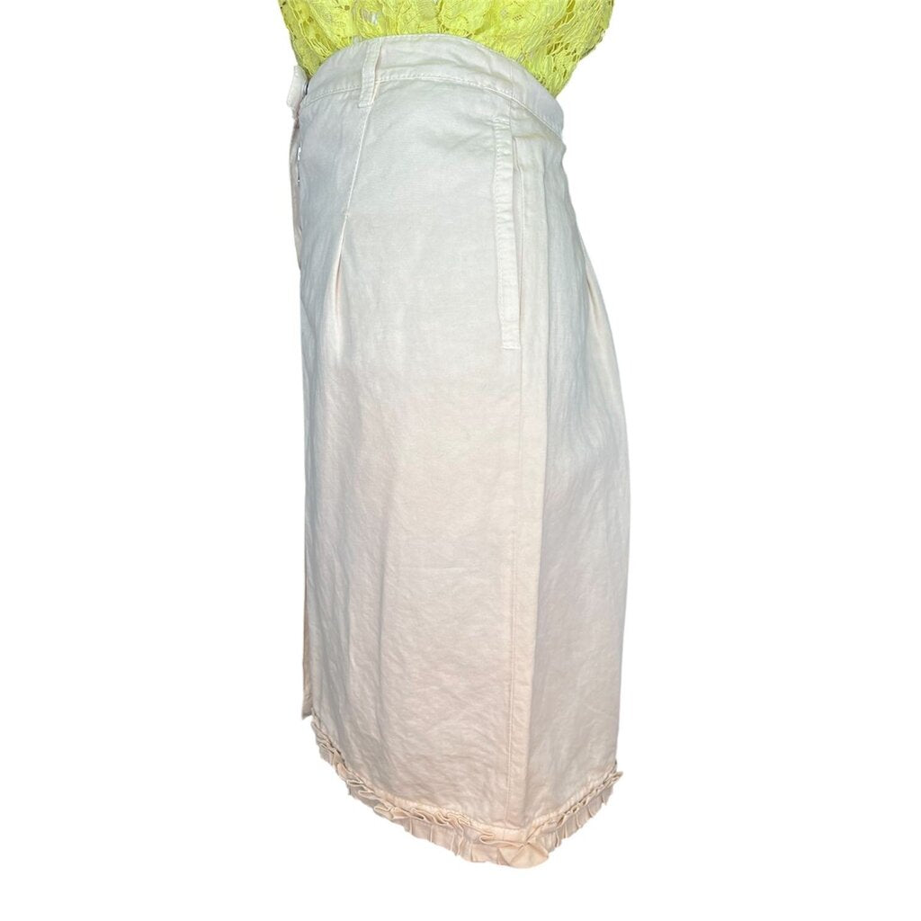 Prada Cotton/Linen Blend Skirt With Ruffle Hem