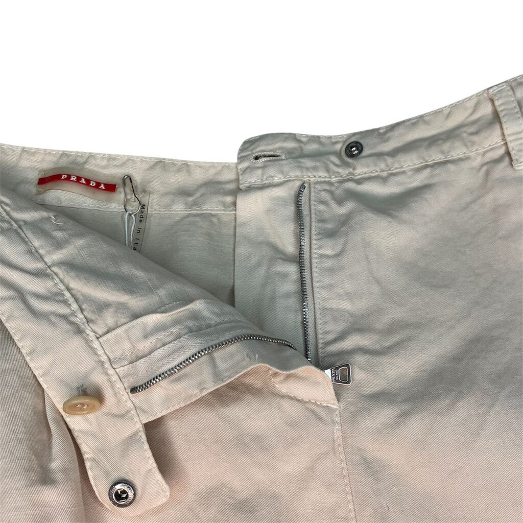 Prada Cotton/Linen Blend Skirt With Ruffle Hem