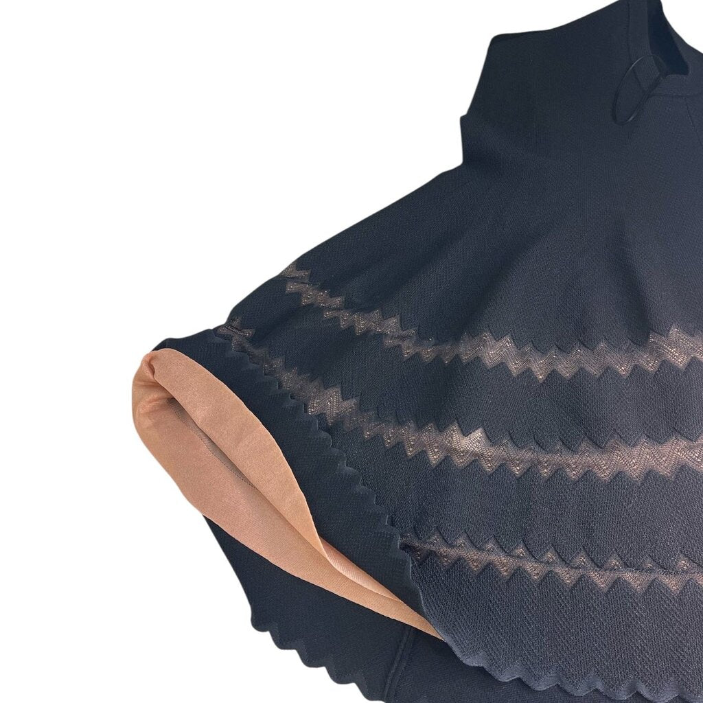 Alaia Knit Boatneck Chevron Lace Swing Dress