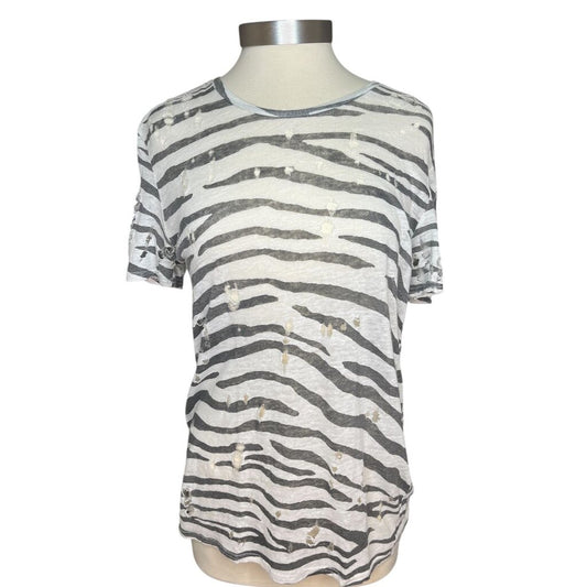 IRO Distressed Zebra Linen Tee