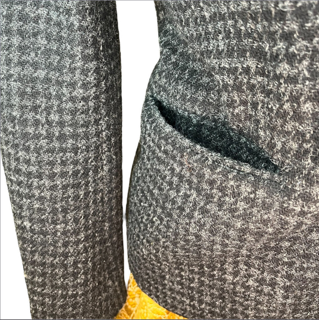 Saint Laurant Wool Houndstooth Blazer With Leather Elbow Patches