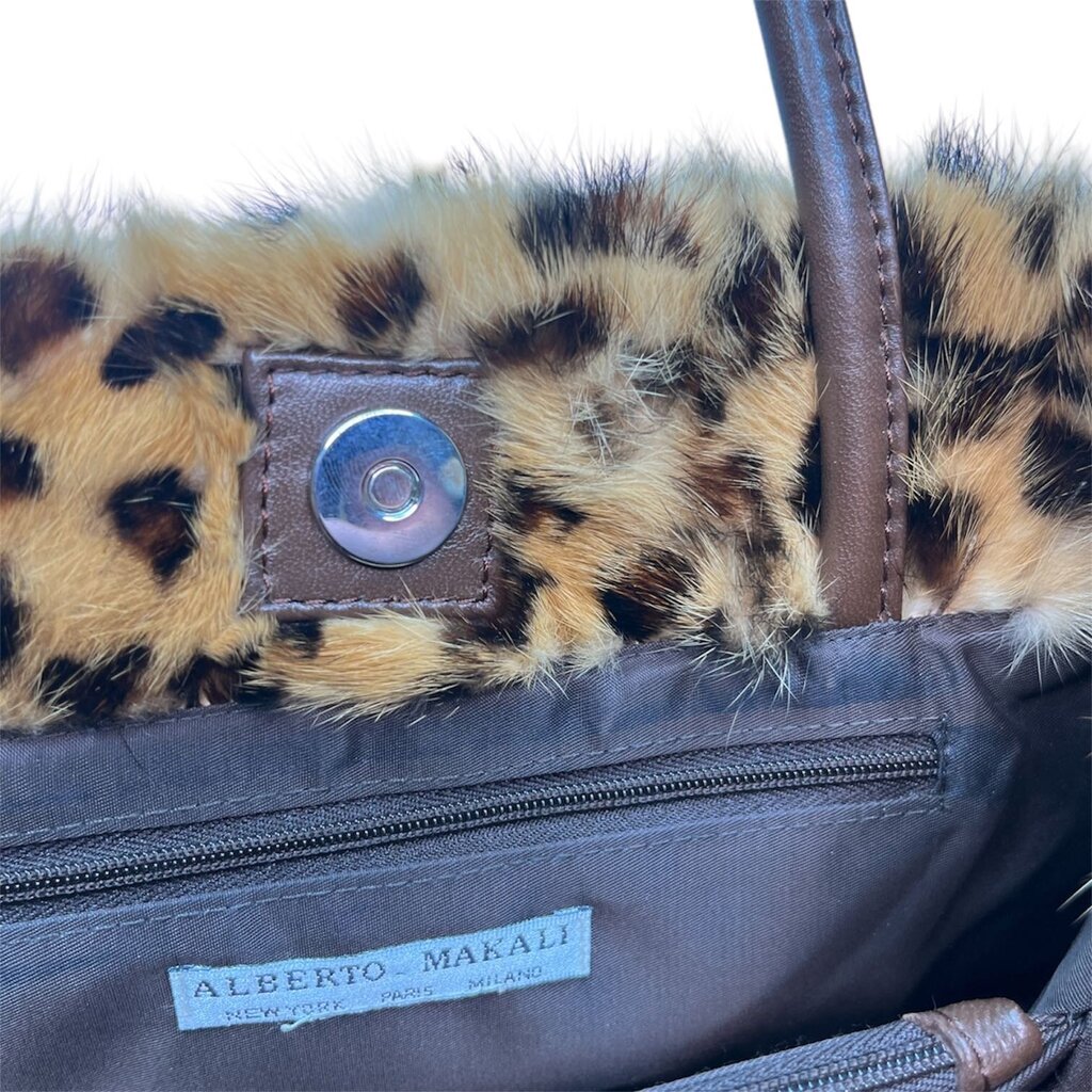 Alberto Makali Leopard Print Fur Shoulder Bag