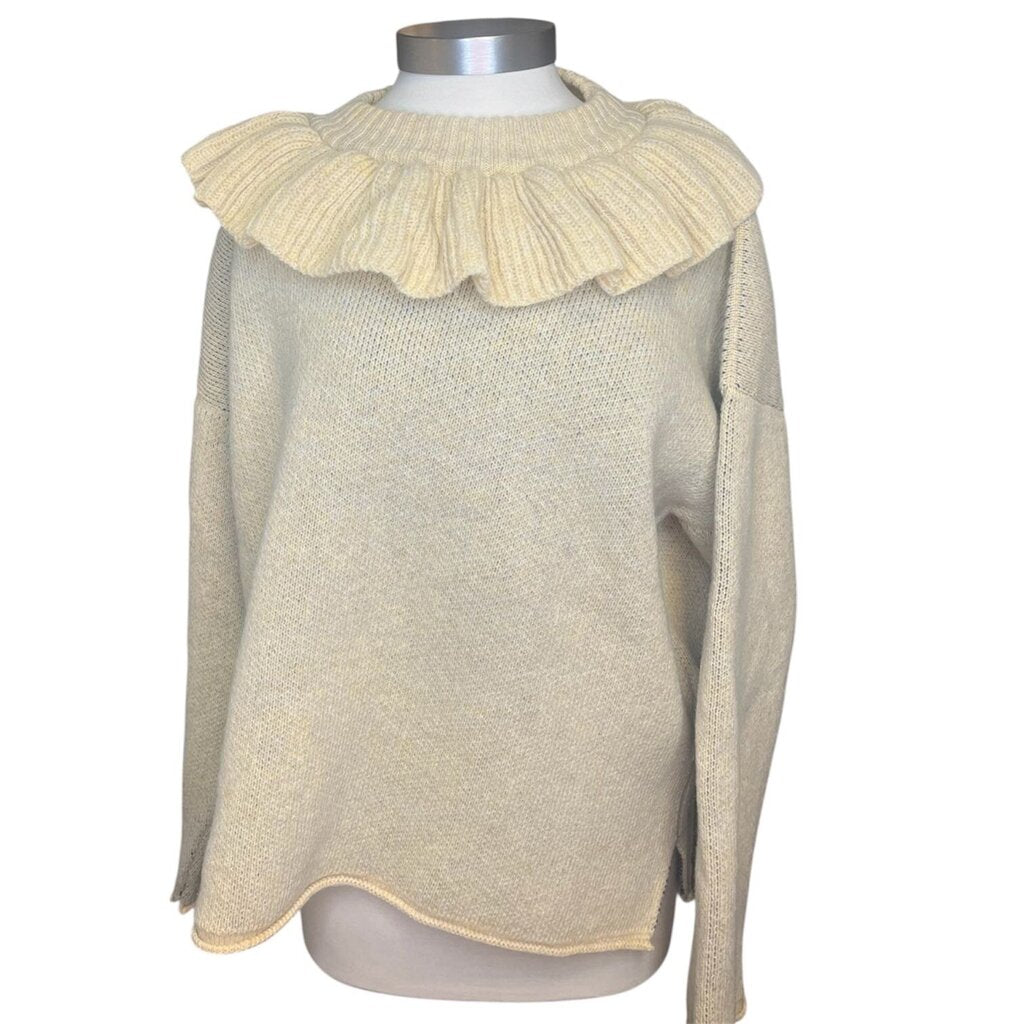 Cawley 100% Wool Ruffle Neck Sweater, NEW
