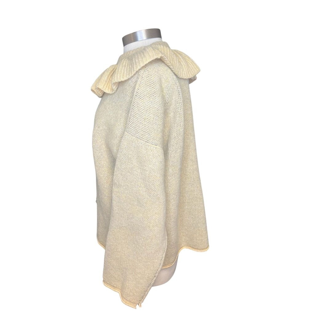 Cawley 100% Wool Ruffle Neck Sweater, NEW