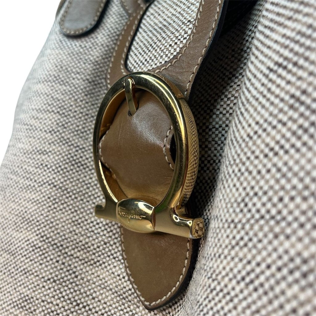Ferragamo Woven Canvas Hobo Bag
