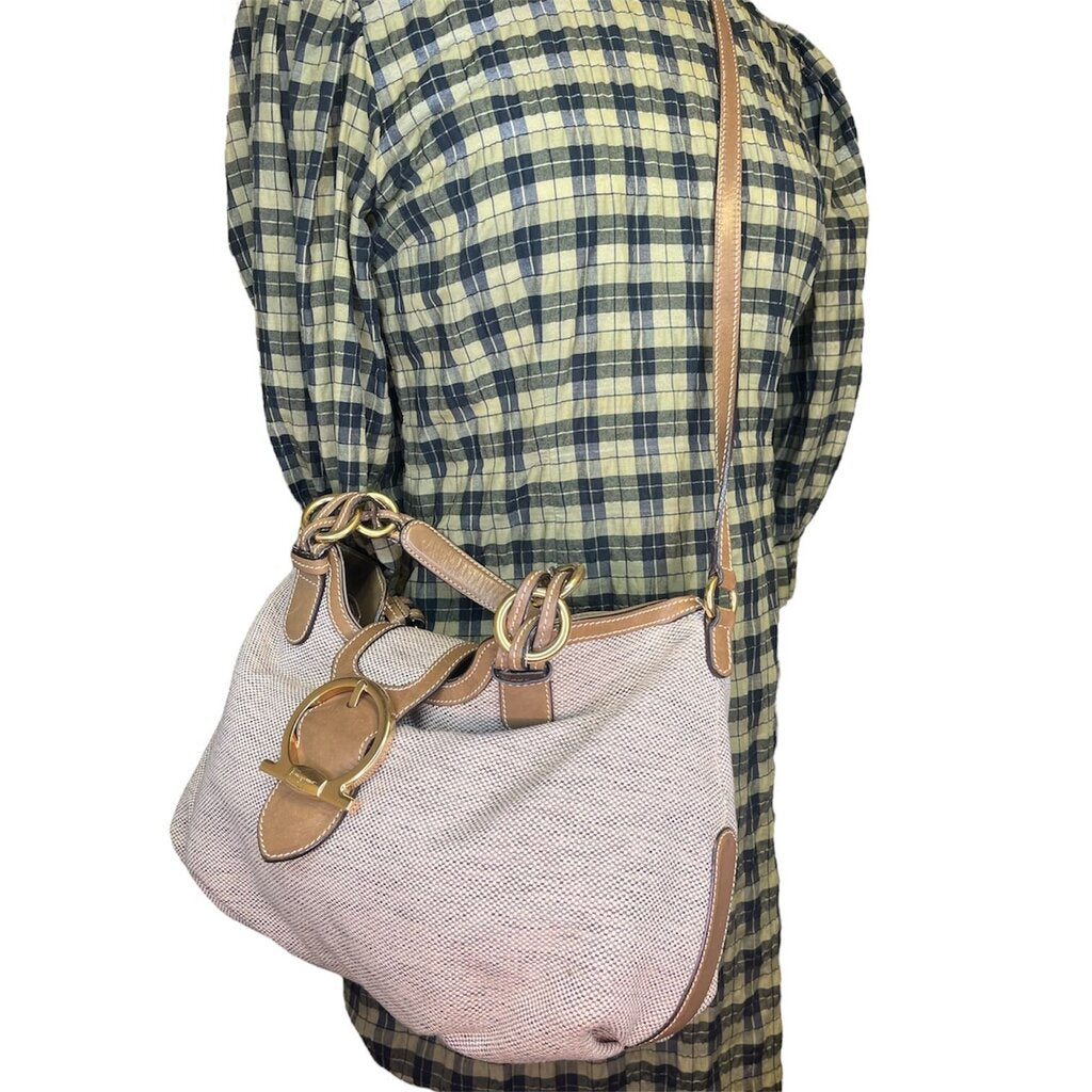 Ferragamo Woven Canvas Hobo Bag