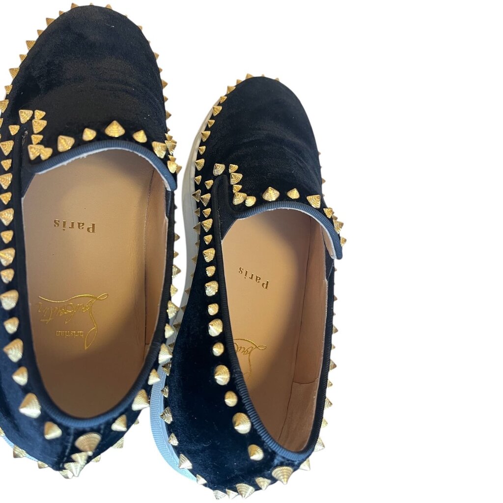 Louboutin "Pik Boat" Velvet Spike Shoes W/Box, MSRP $995