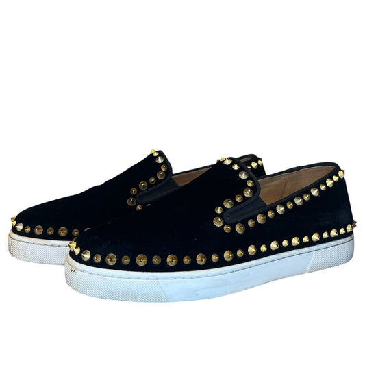 Louboutin "Pik Boat" Velvet Spike Shoes W/Box, MSRP $995