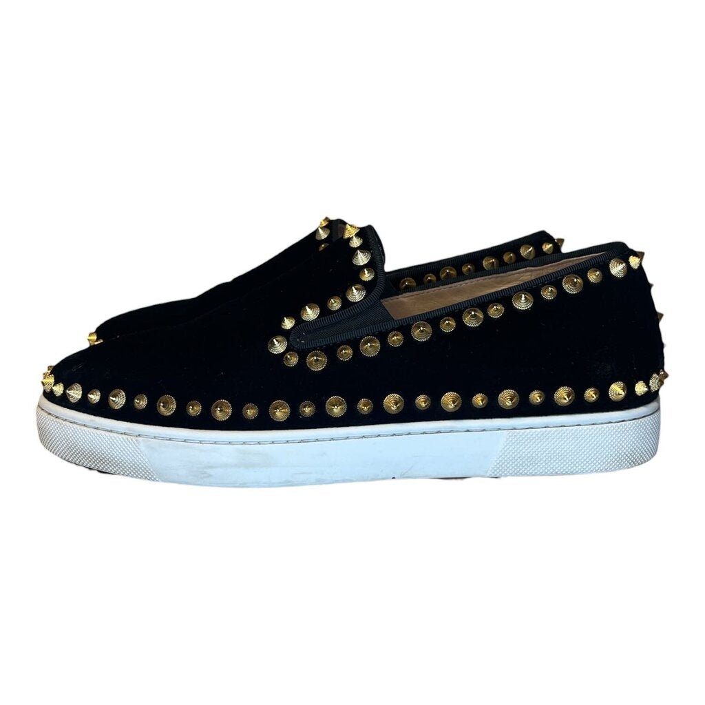 Louboutin "Pik Boat" Velvet Spike Shoes W/Box, MSRP $995