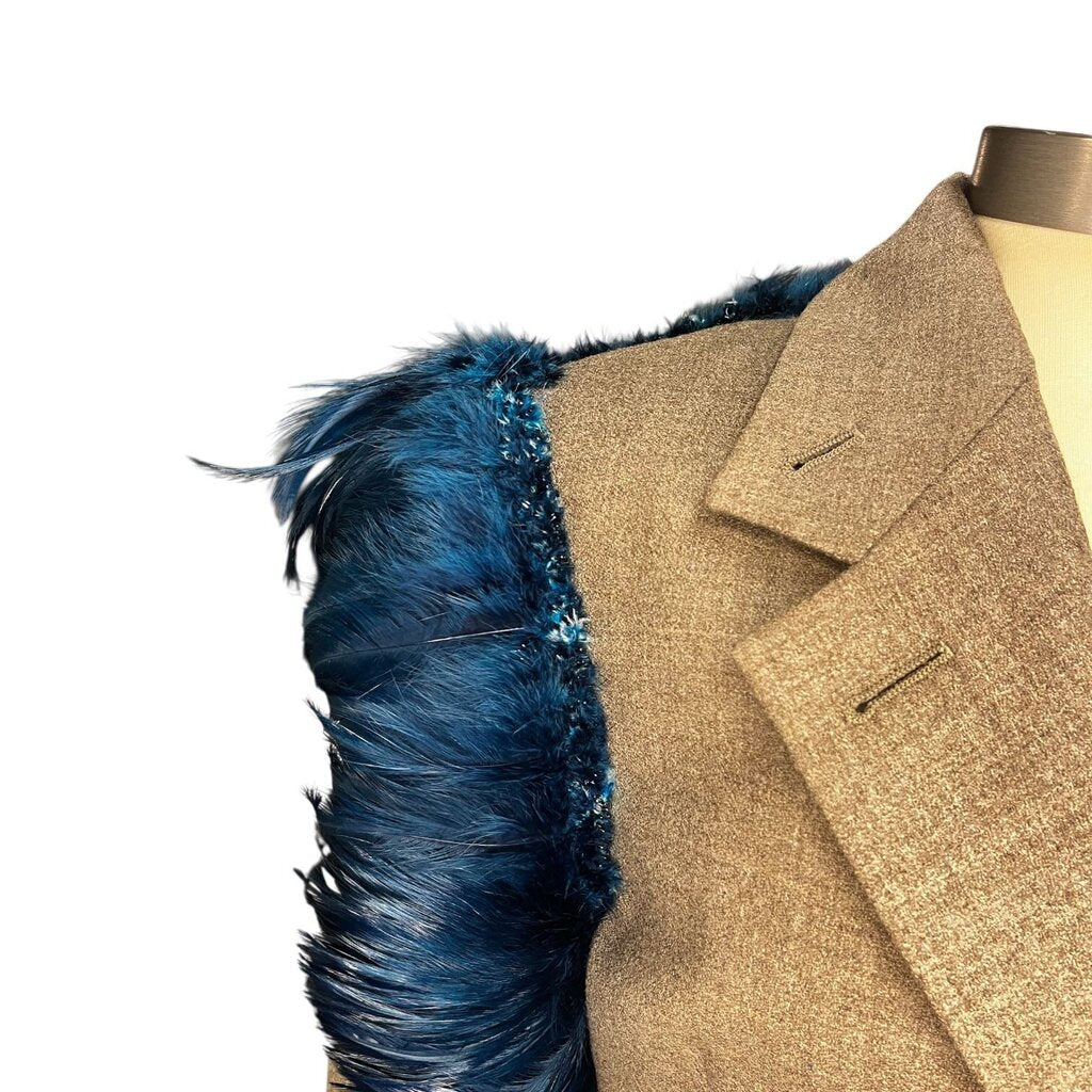 Dolce & Gabbana Virgin Wool Blazer With Feathered Shoulders