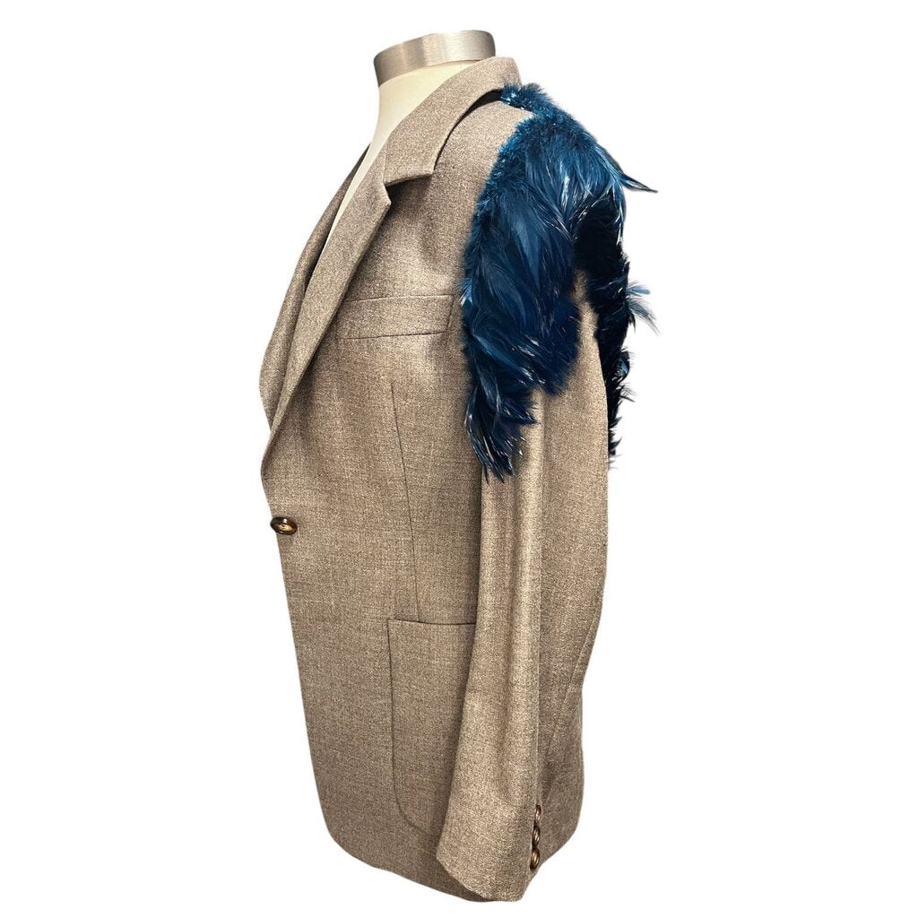 Dolce & Gabbana Virgin Wool Blazer With Feathered Shoulders