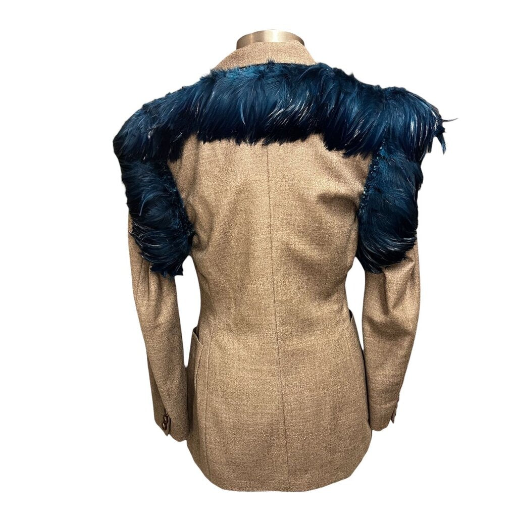 Dolce & Gabbana Virgin Wool Blazer With Feathered Shoulders